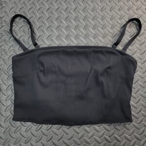 Aerie Black Bikini Top XL Ribbed Scoop Neck Strappy Minimalist